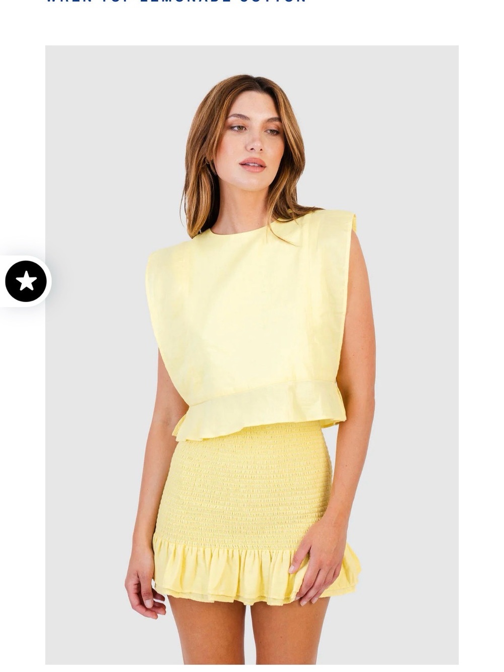 Koch Wren Top Lemonade Yellow Ruffle Hem Sleeveless Blouse